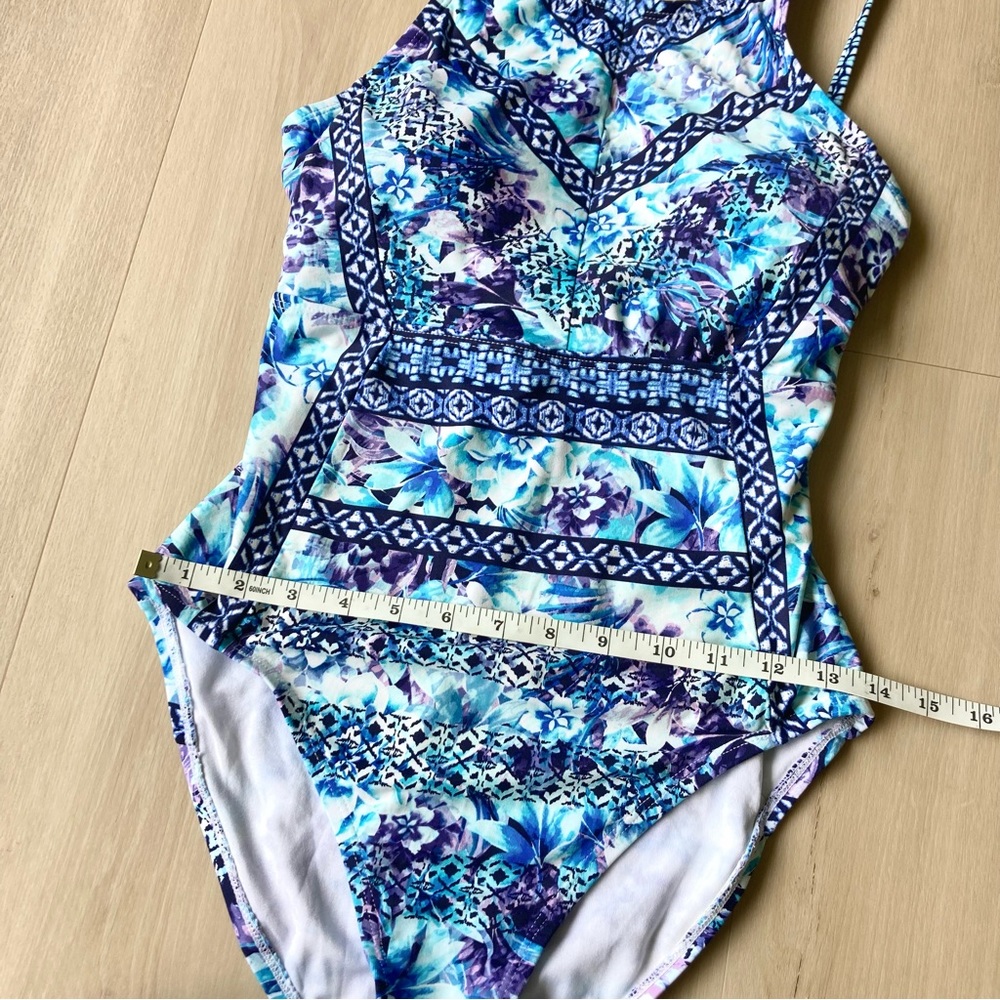 Tommy Bahama One Piece Swimsuit Blue Purple Floral size 8 - Picture 5 of 10